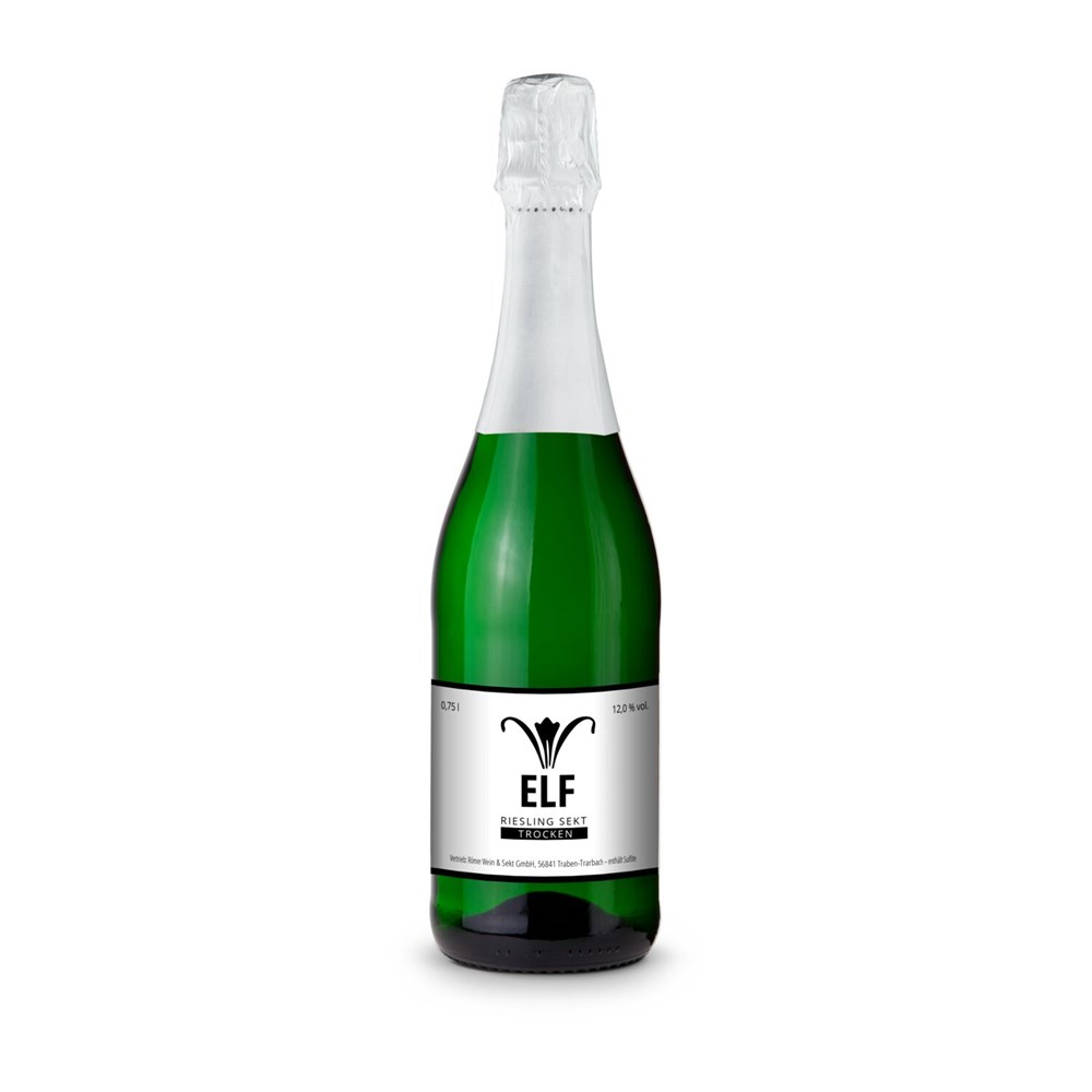 Sekt - Riesling - Flasche grün - Kapselfarbe Weiß, 0,75 l