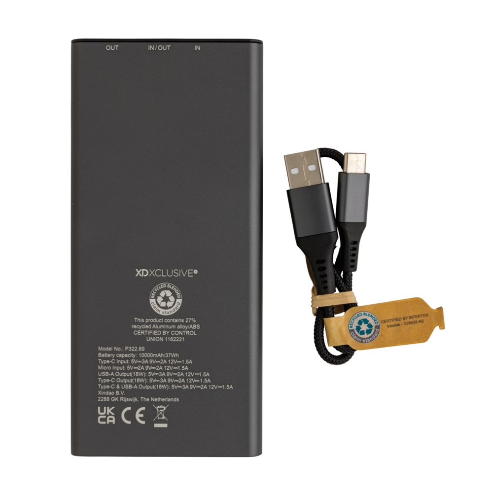 Terra RCS recycelte 18W-Aluminium-Powerbank 10.000mAh