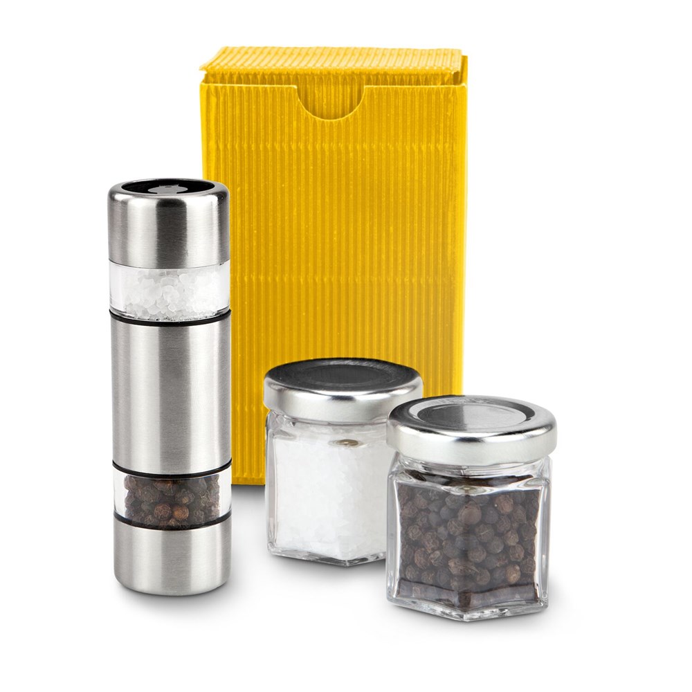 Salz & Pfeffer im Miniformat, gelbe Verpackung