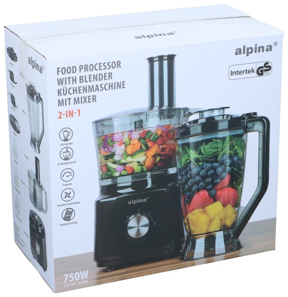 ALPINA Food Processor 2L 750W 230V Black- Schwarz