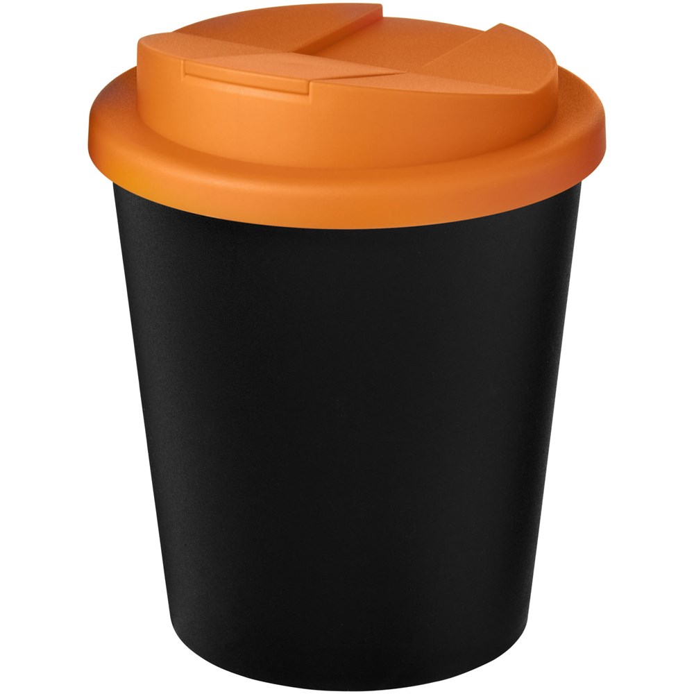 Americano® Espresso Eco 250 ml recycelter Isolierbecher mit auslaufsicherem Deckel  - schwarz, orange