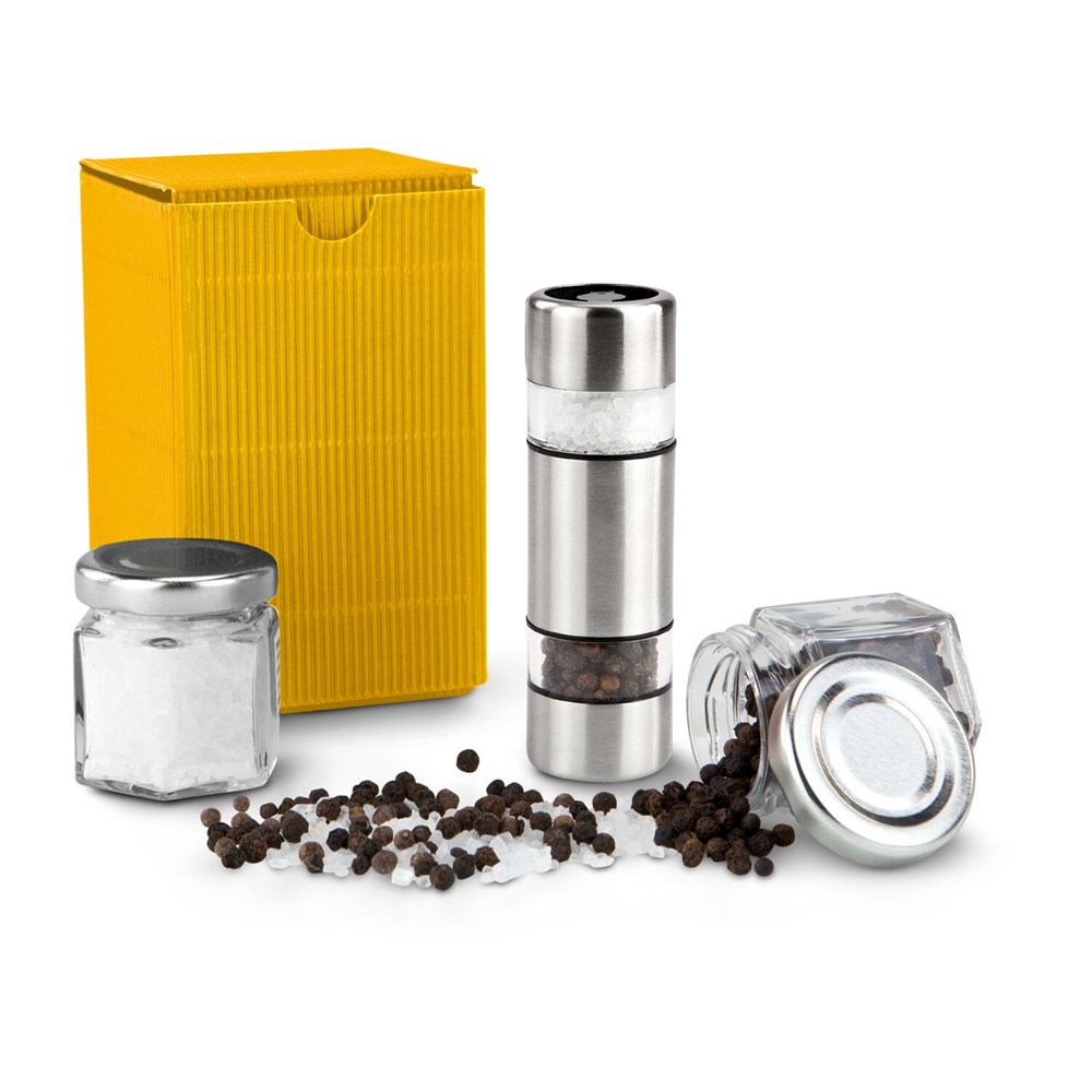 Salz & Pfeffer im Miniformat, gelbe Verpackung