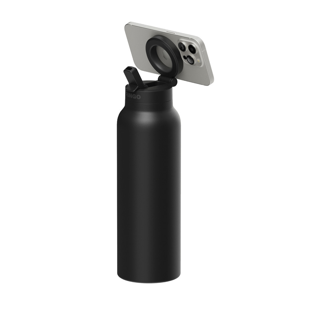 RINGO Pro MagSafe®-Trinkflasche mit magnetischem Ring - schwarz (± PMS Black)