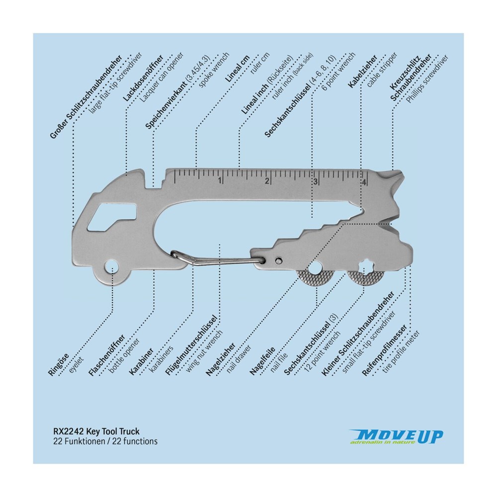 Geschenkartikel: ROMINOX® Key Tool Truck / LKW (22 Funktionen) im Motiv-Mäppchen Super Dad