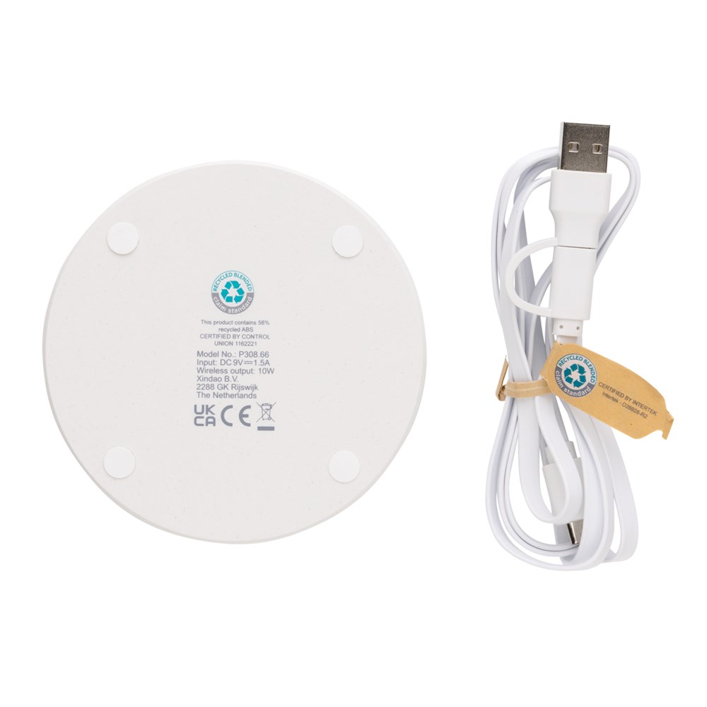 10W Wireless Charger aus RCS Standard recyceltem Kunststoff