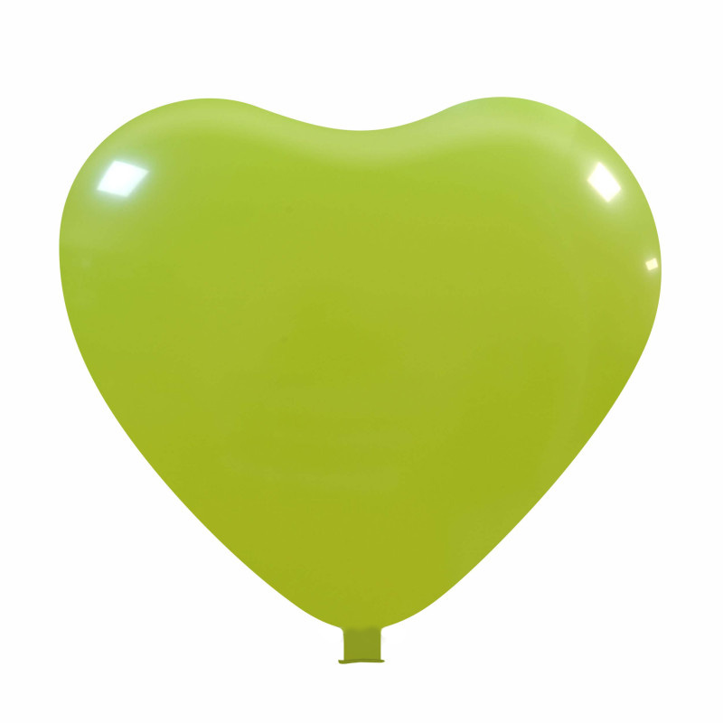 Riesenballons mit Herzform Ø 90 cm / Umfang 235 cm / 35 Inch, Geel (06), Pastel, 160 cm lengte 30 cm Ø 12 inch, 2 (2-zijdig gelijke bedrukking) - Mittelgrün 07)