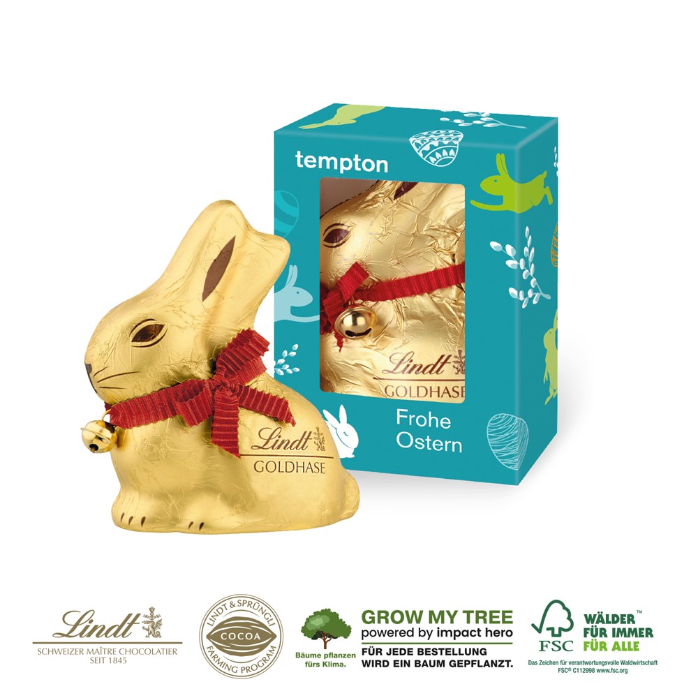 LINDT GOLDHASE IN WERBEKARTONAGE, 100 g