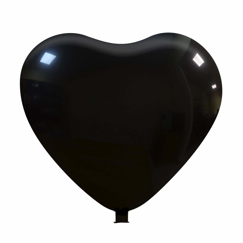 Riesenballons mit Herzform Ø 90 cm / Umfang 235 cm / 35 Inch, Geel (06), Pastel, 160 cm lengte 30 cm Ø 12 inch, 2 (2-zijdig gelijke bedrukking) - Schwarz (17)