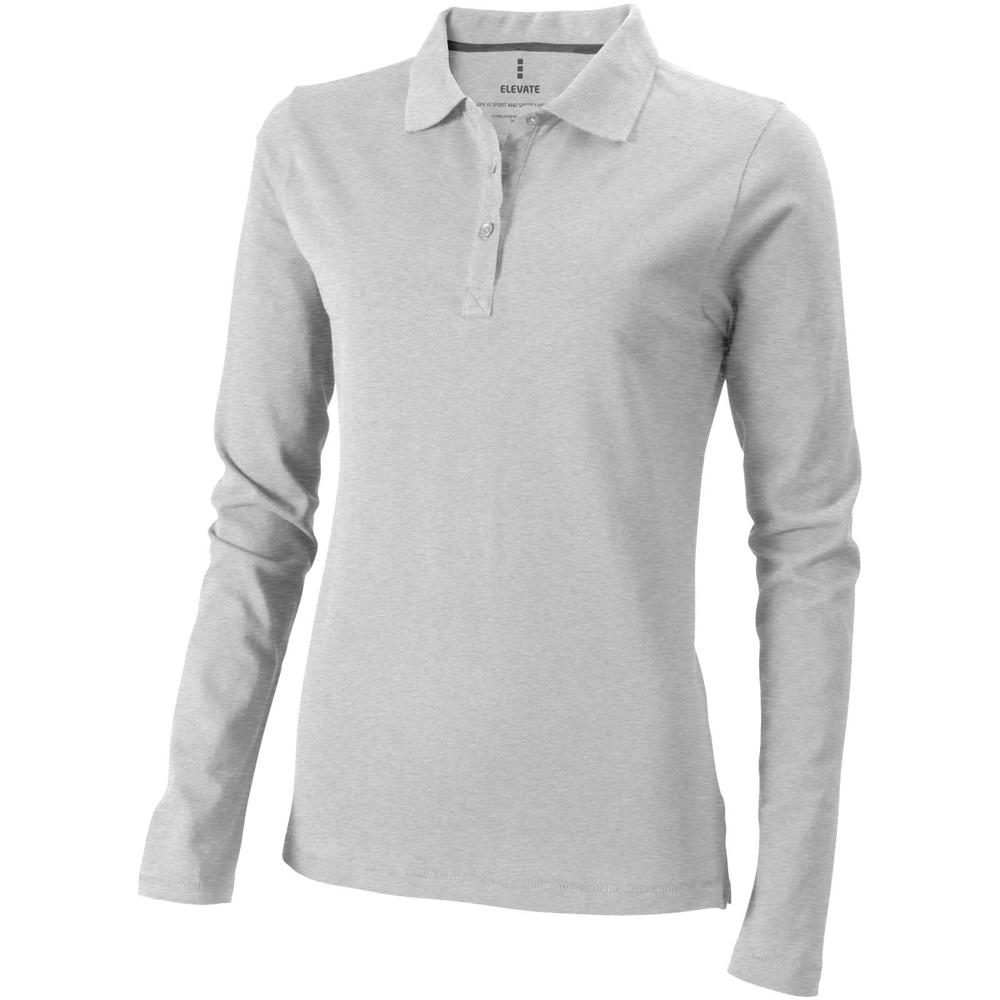 Calgary 180 g/m² Langarm Poloshirt für Damen - grau meliert