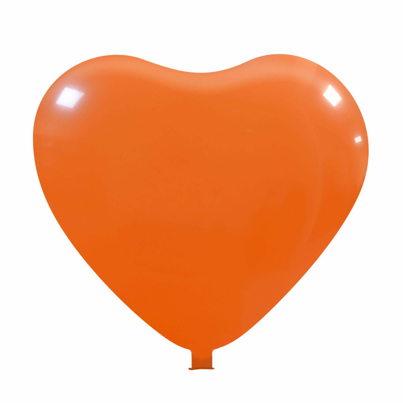 Riesenballons mit Herzform Ø 90 cm / Umfang 235 cm / 35 Inch, Geel (06), Pastel, 160 cm lengte 30 cm Ø 12 inch, 2 (2-zijdig gelijke bedrukking) - Orange (05)