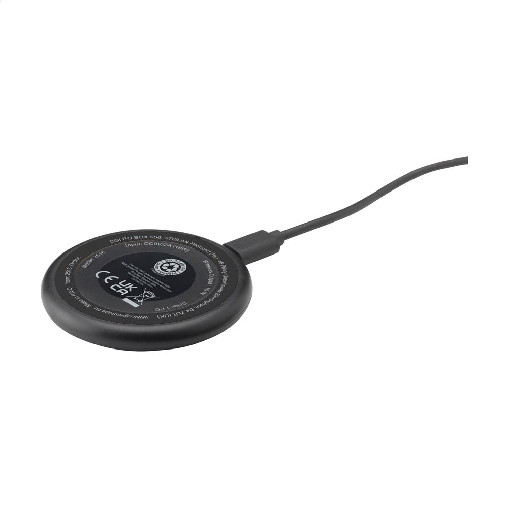 All-in-one RCS Recycled 15W Magnetic Wireless Charger - schwarz/schwarz