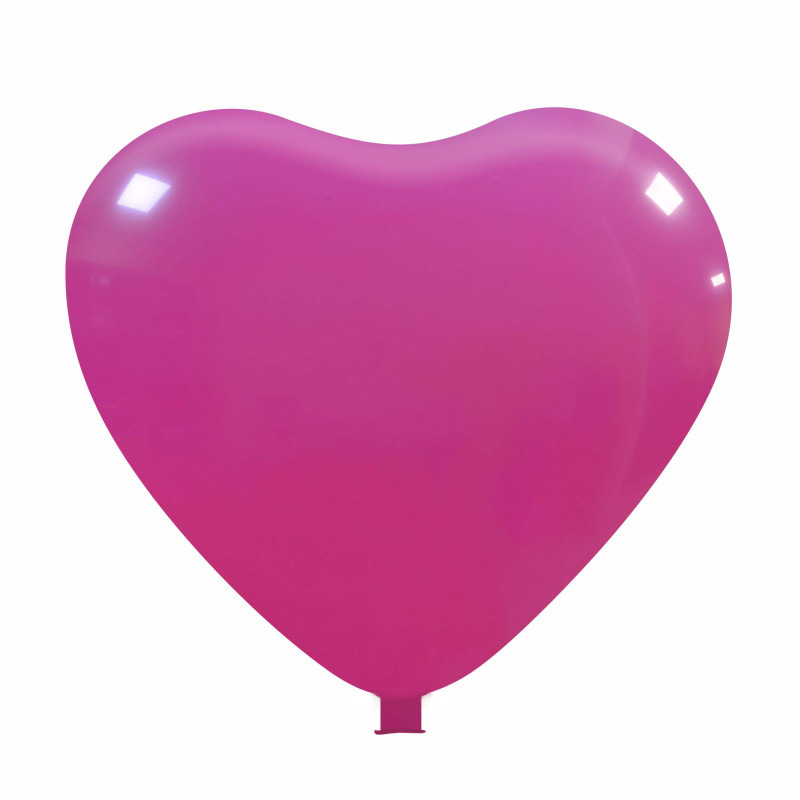 Riesenballons mit Herzform Ø 90 cm / Umfang 235 cm / 35 Inch, Geel (06), Pastel, 160 cm lengte 30 cm Ø 12 inch, 2 (2-zijdig gelijke bedrukking) - Magenta (02)