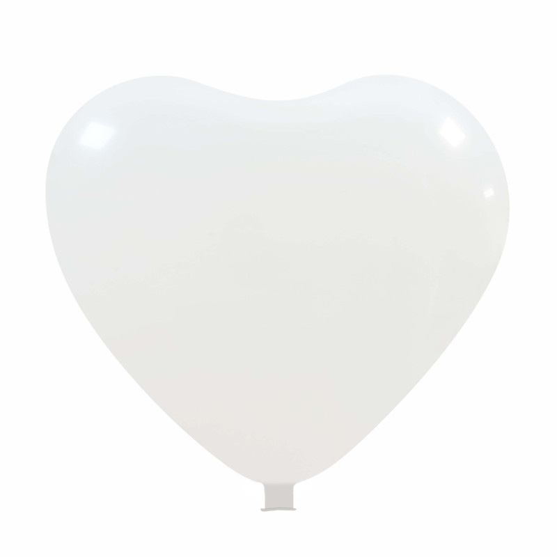 Riesenballons mit Herzform Ø 90 cm / Umfang 235 cm / 35 Inch, Geel (06), Pastel, 160 cm lengte 30 cm Ø 12 inch, 2 (2-zijdig gelijke bedrukking) - Weiß (16)