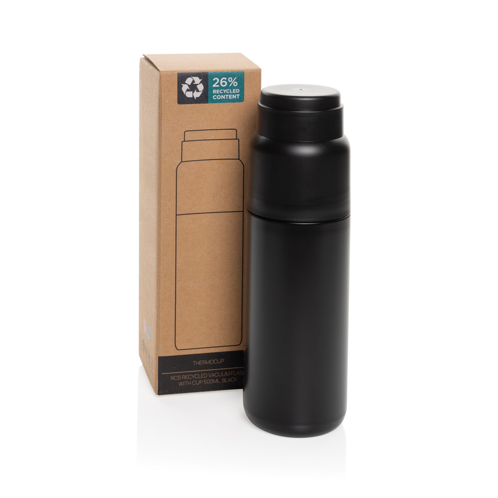 Thermocup RCS – recycelte Thermosflasche mit Becher, 500ml