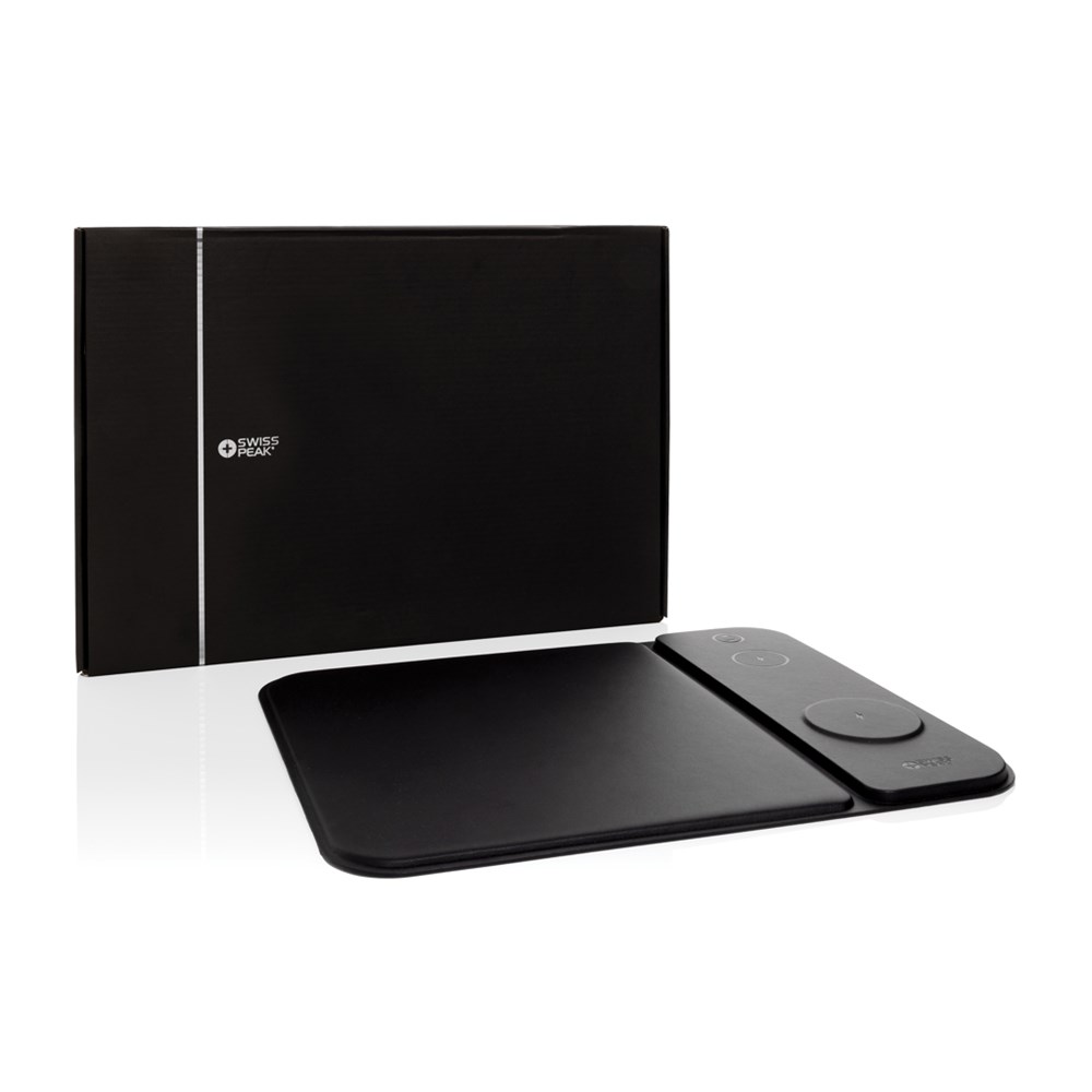 Swiss Peak 15W 3-in-1 Lade-Mauspad aus RCS recyceltem PU