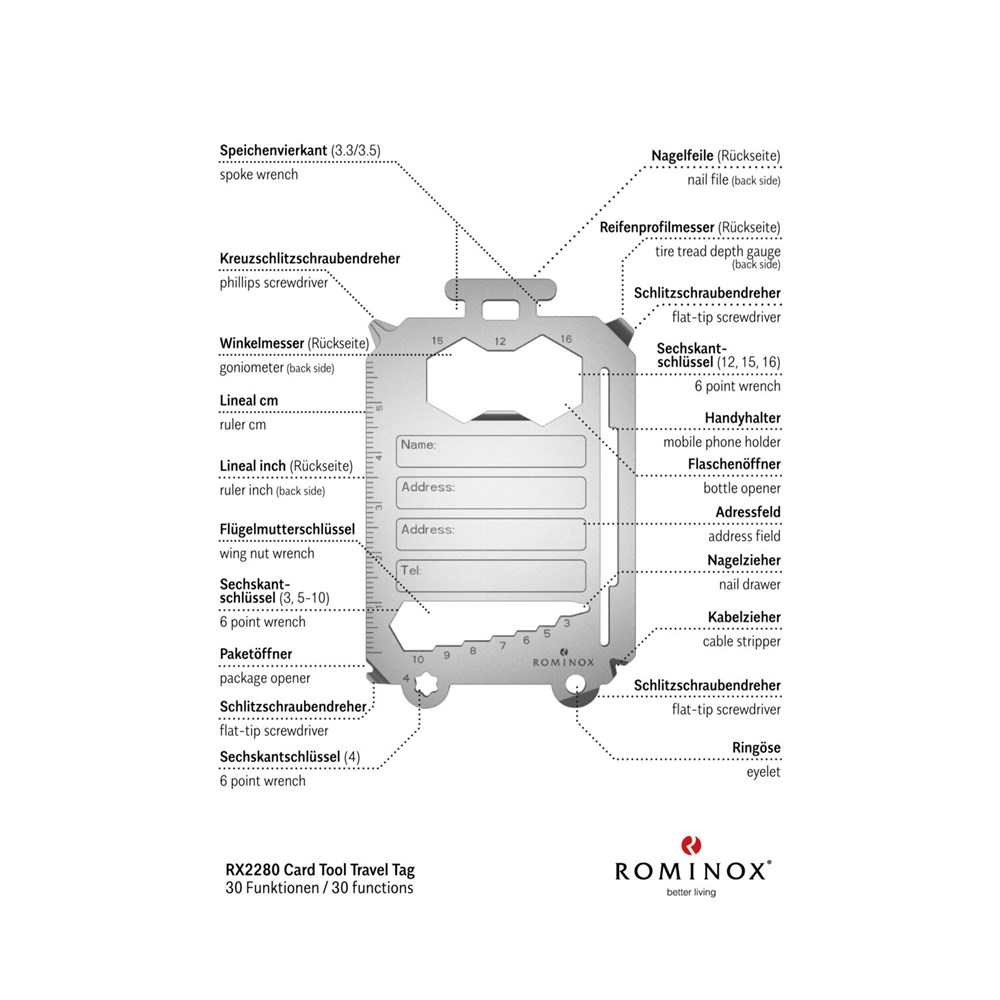 ROMINOX® Card Tool // Travel Tag - 30 Funktionen