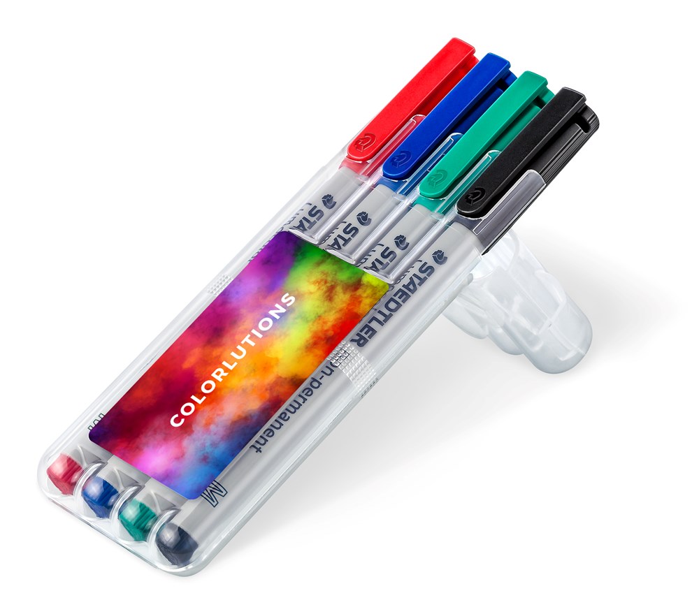 STAEDTLER Lumocolor non-permanent M, Box mit 4 Stiften