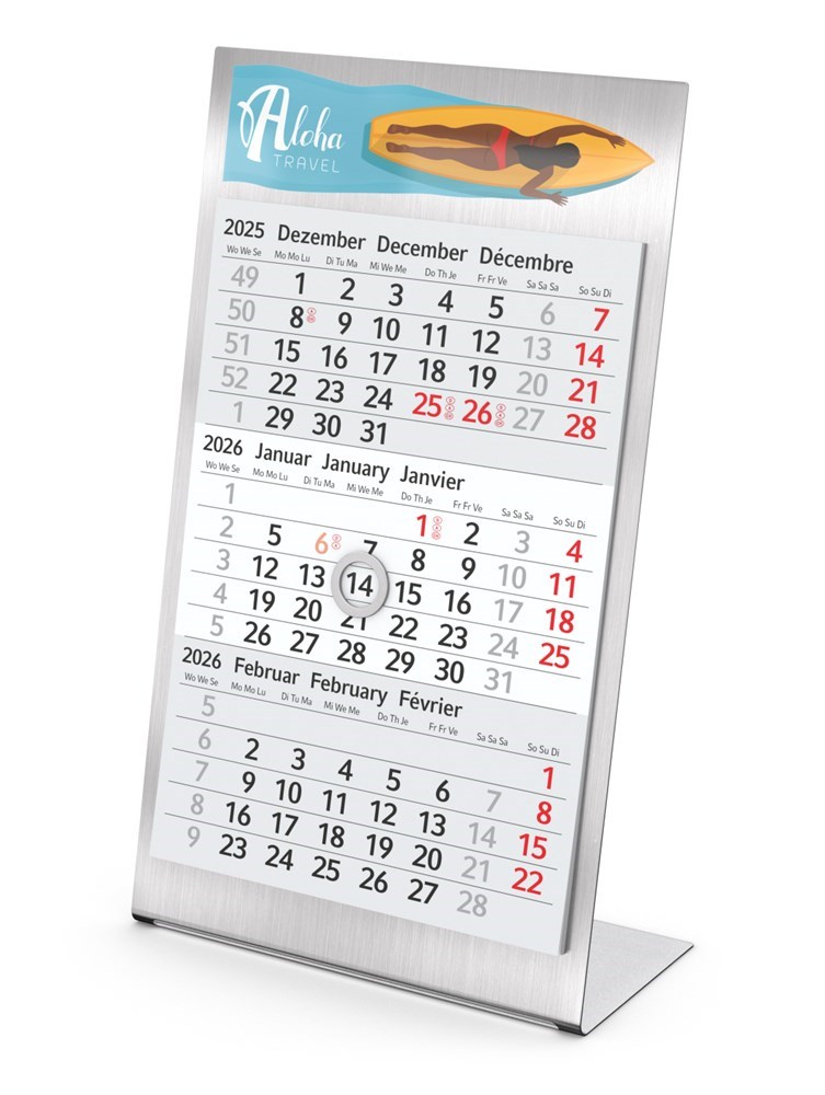 Tischkalender Desktop 3 Steel Bestseller, 2 Jahre