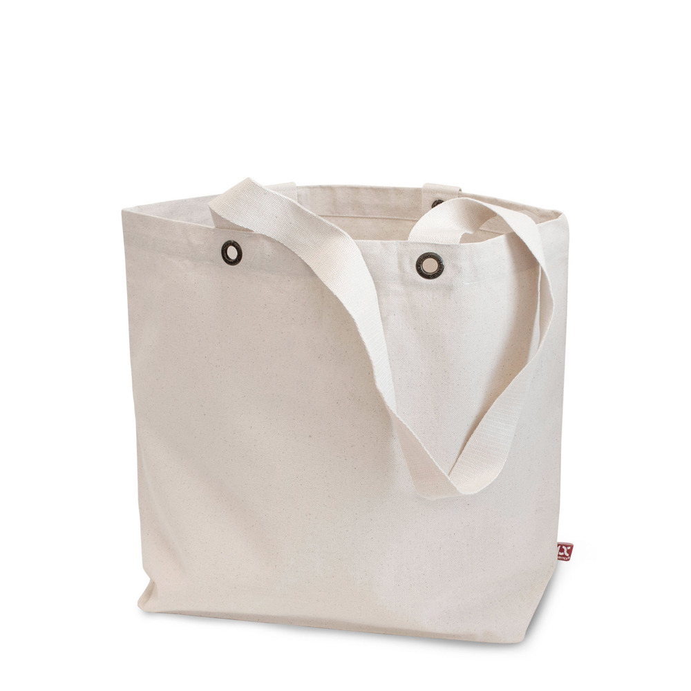 LAGOS – Canvas-Tasche mit Bodenfalte, langen Henkeln und Metallösen - natur