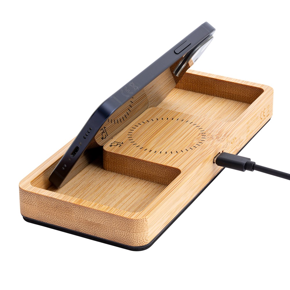 Desktop Organizer mit Wireless Charging REEVES-BAMBOOCHARGE