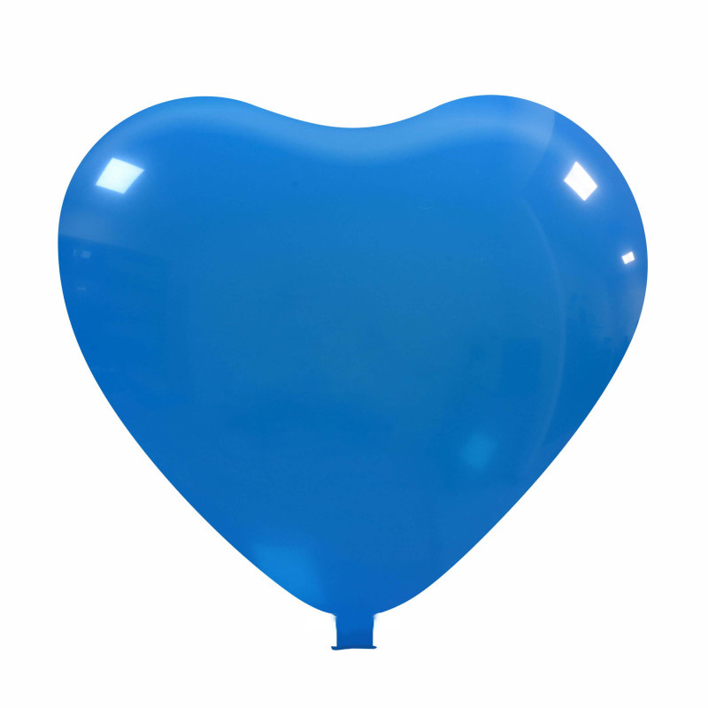 Riesenballons mit Herzform Ø 90 cm / Umfang 235 cm / 35 Inch, Geel (06), Pastel, 160 cm lengte 30 cm Ø 12 inch, 2 (2-zijdig gelijke bedrukking) - Mitte blau (12)